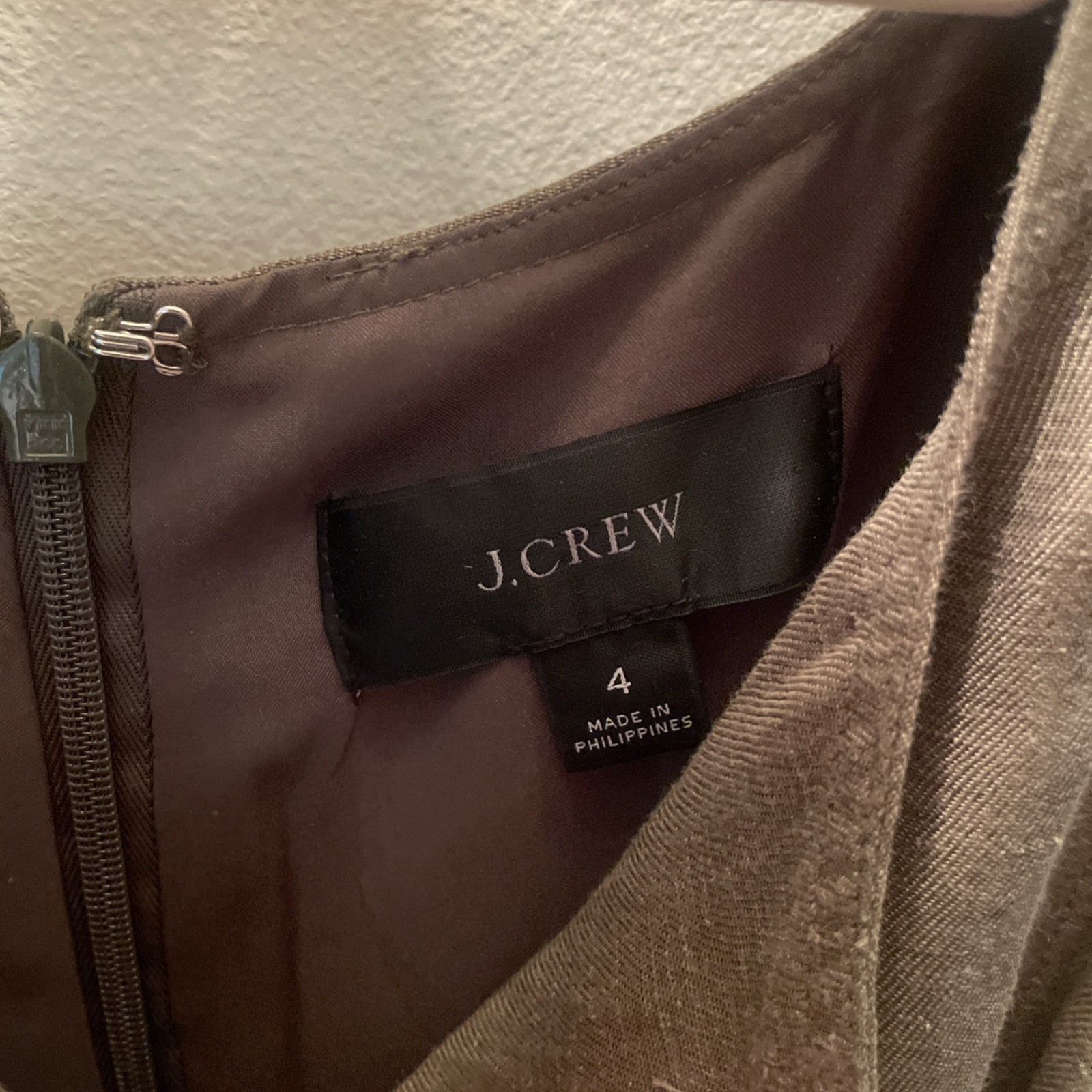 J.Crew Olive Green Ruffle Linen Cupro Blend Dress Sz 4 Knee Length