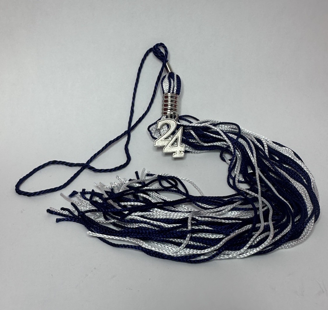 NEW Jostens Concord And White Class of 2024 Silver Charm Graduation Tassel 9″