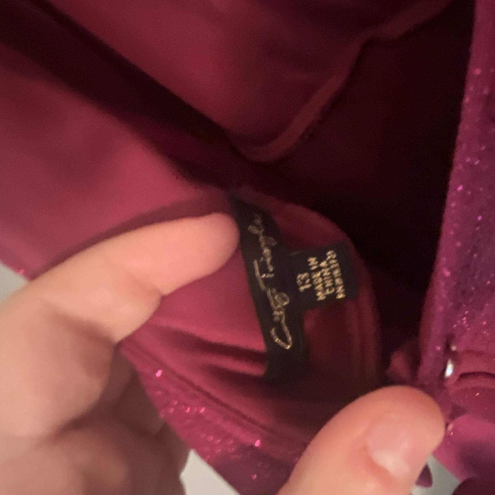 City Studio Burgundy Glitter Bow V-Neck Strappy Fit & Flare Dress size 13.