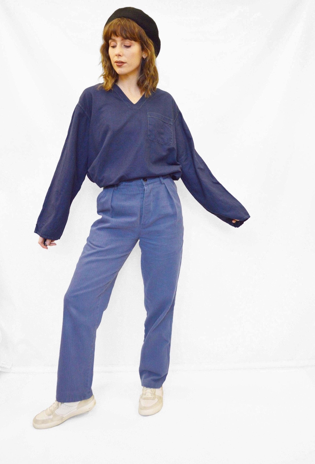 French Work Pants Trousers Indigo Blue Herringbone – 28 30 32 34 36