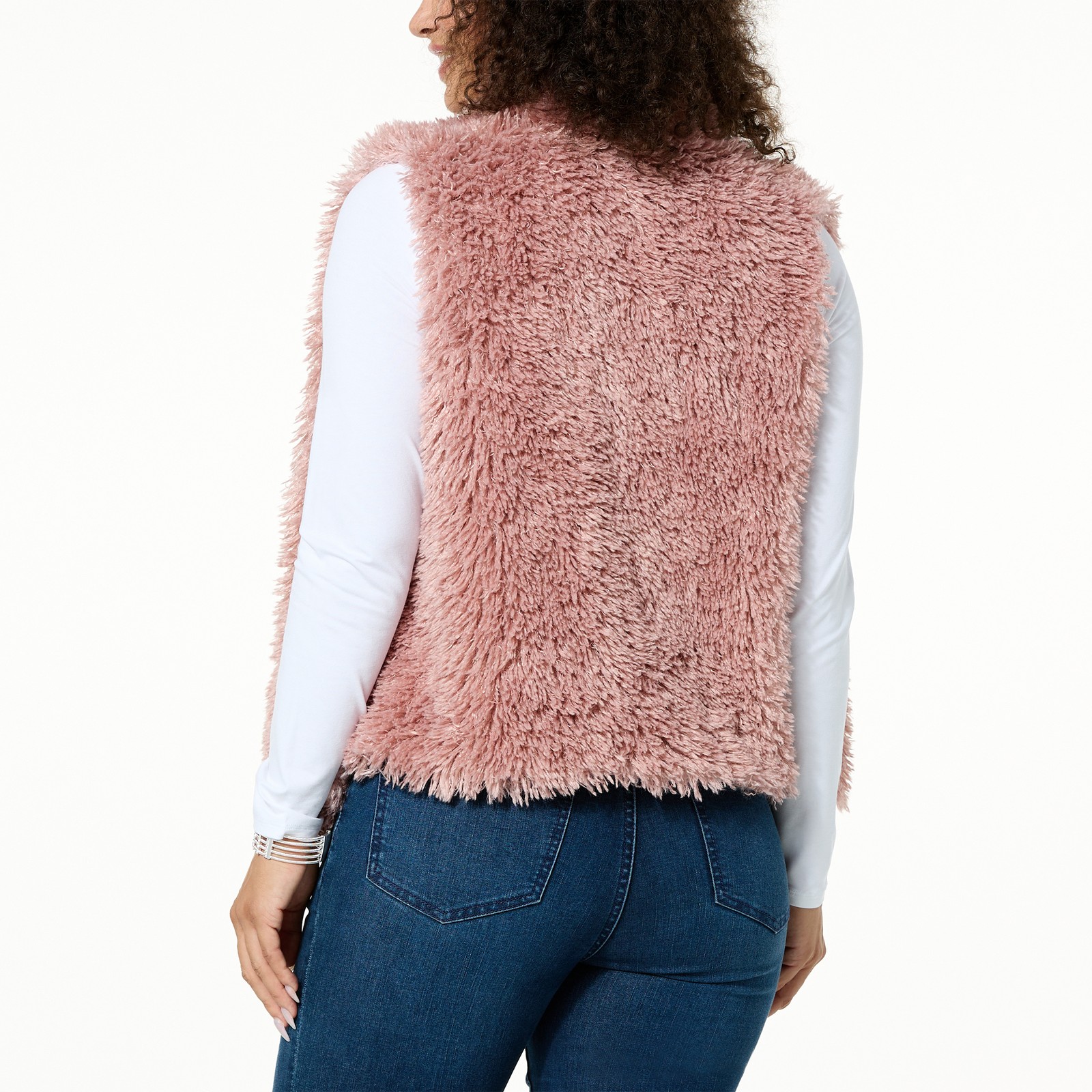 none Collection Faux Fur Vest Rose XL New