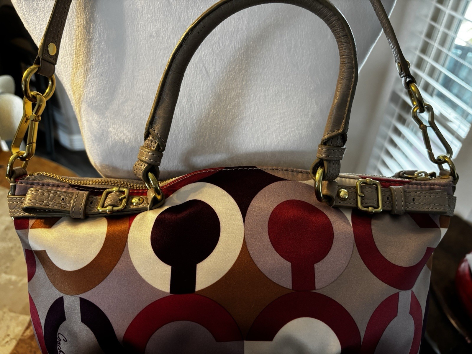 Coach Madison Op Art Sateen Sophia Satchel Shoulder Bag F120-18636 EUC