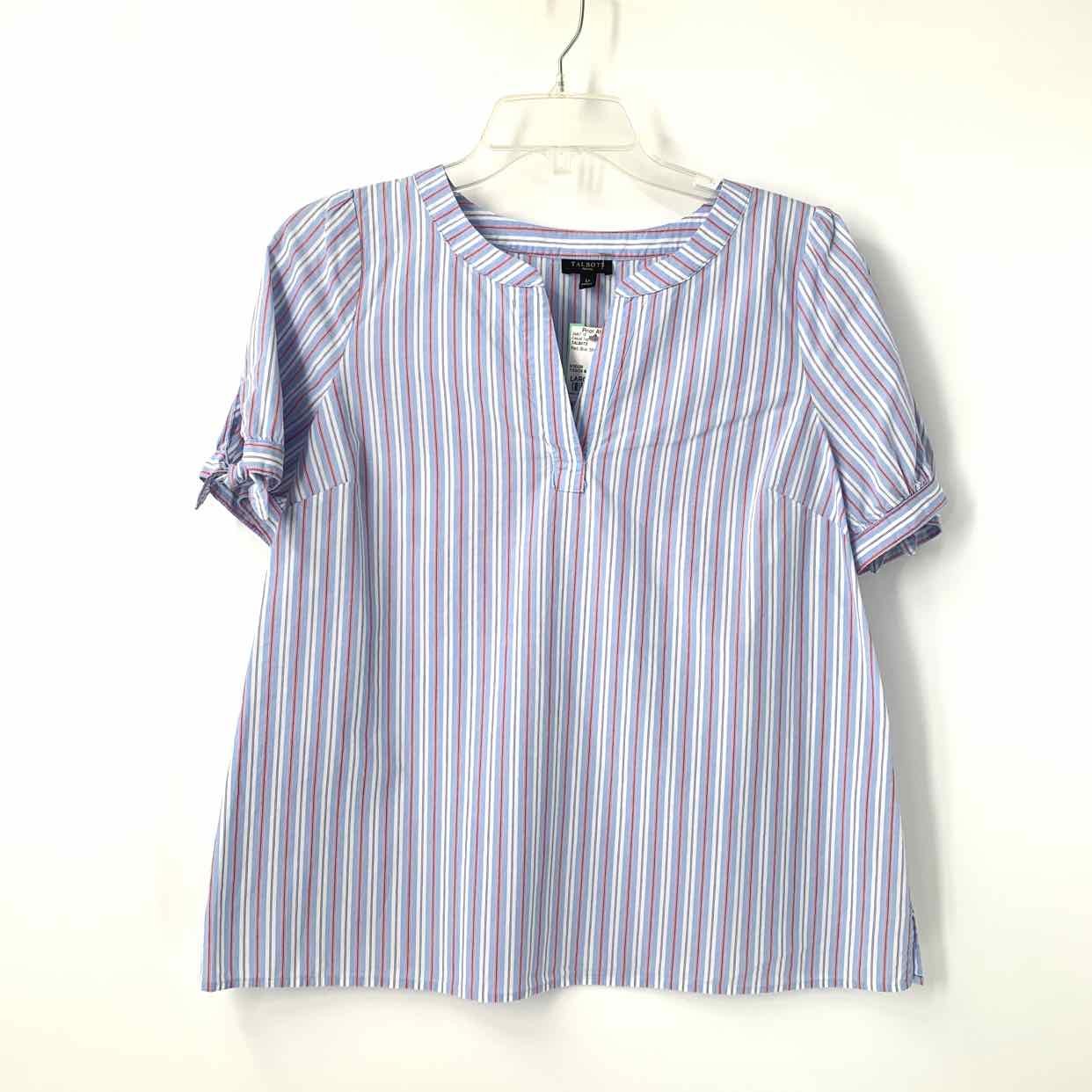 Size LARGE TALBOTS Red Blue Stripe Casual Top