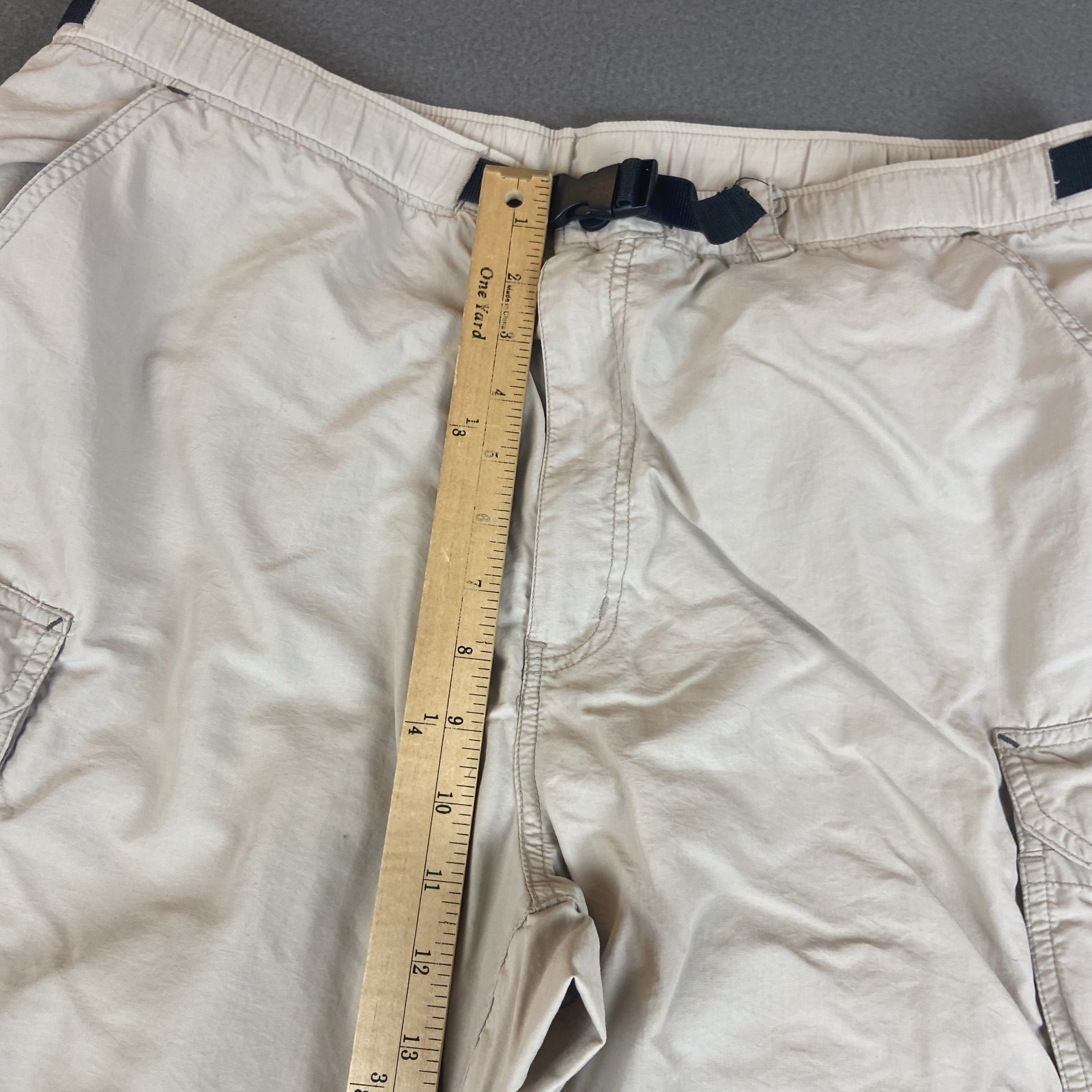 REI Pants Mens Large Beige Convertible Cargo Hiking UPF 50+ Workwear Belted