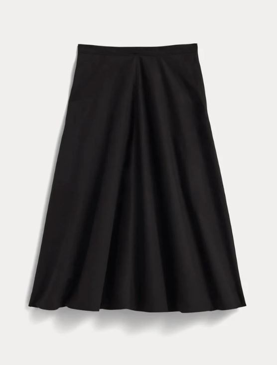 Everlane The Midi Skirt in Ultrasoft Cotton Black Size 8 NWT