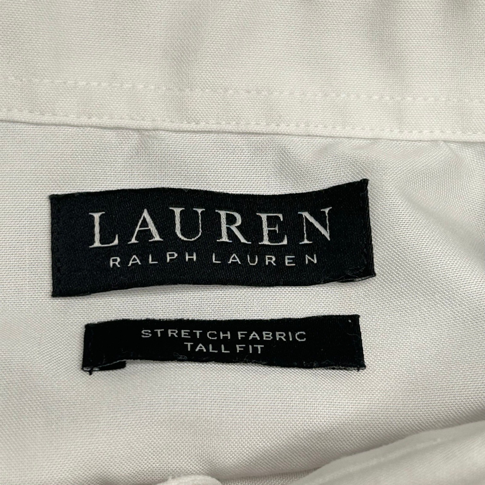 Lauren Ralph Lauren Dress Shirt Mens 17.5 36/37 White Stretch Fabric Tall Fit