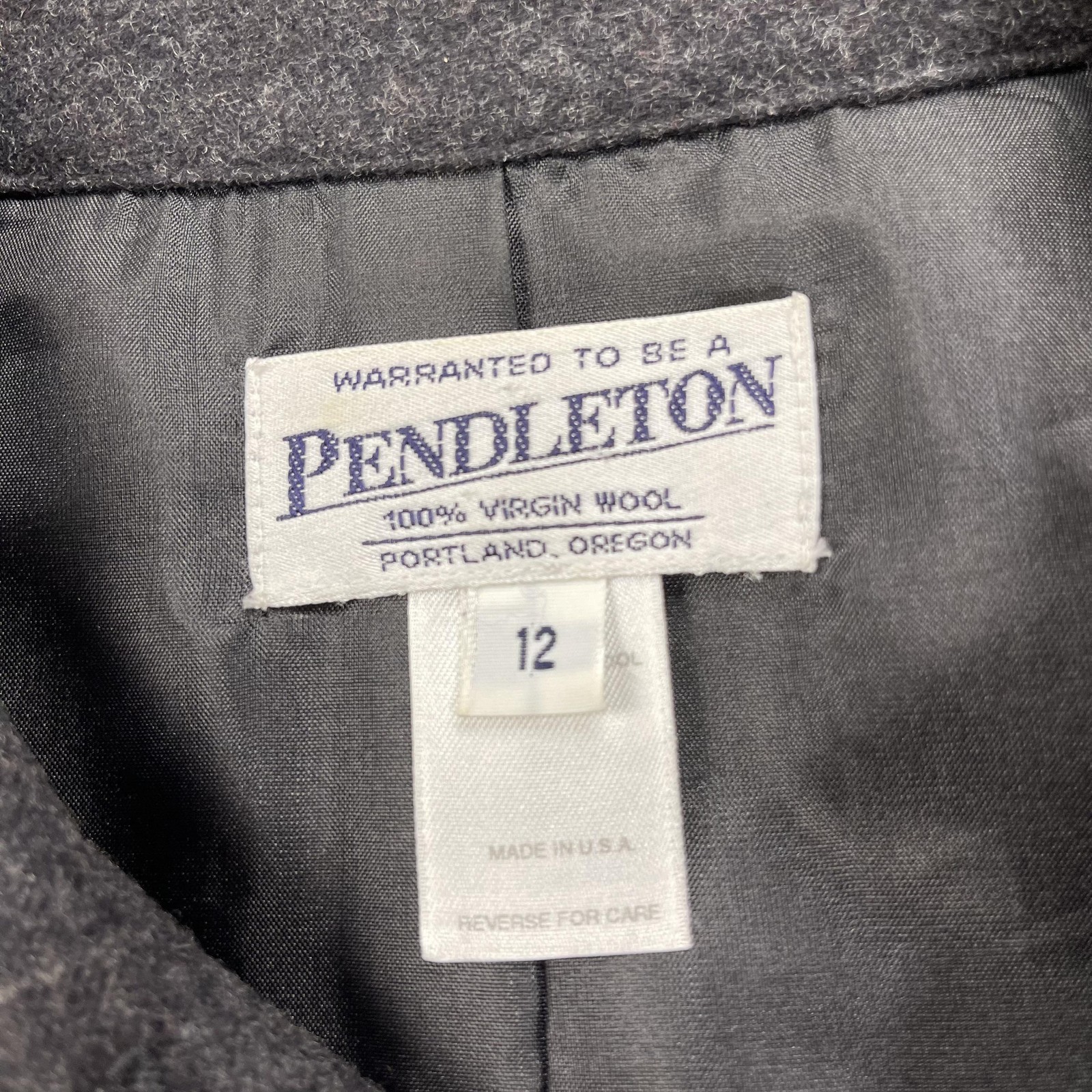 Pendleton Coat Womens 12 Gray 100% Virgin Wool Button Front Made USA Lined