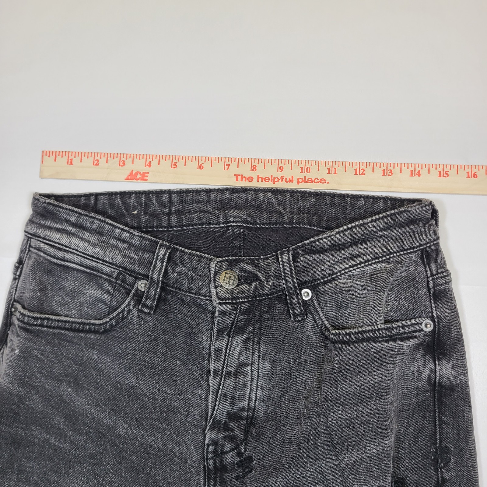 E1 Ksubi Jeans Van Winkle Mash Up 001 Black Skinny Distressed Grunge Men 30×32