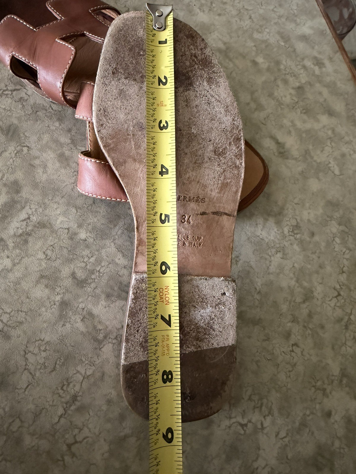 Hermes Oran Leather Sandals 34