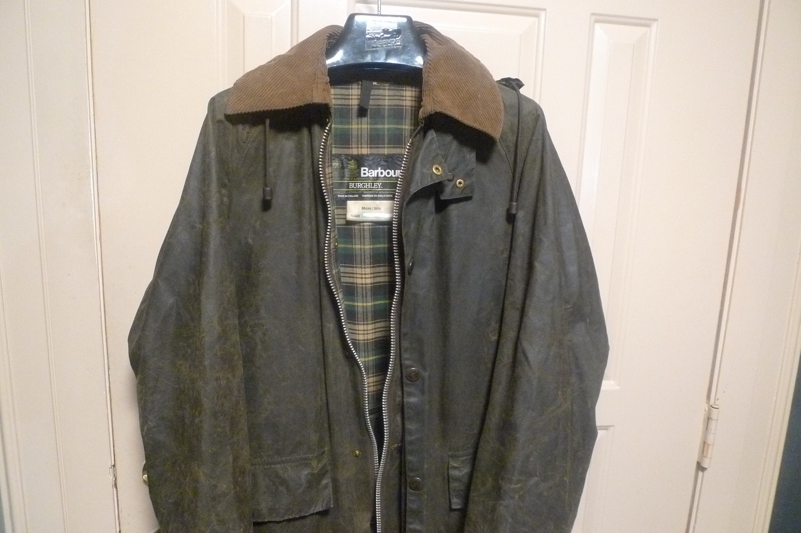 BARBOUR -A160 BURGHLEY WAX COTTON COAT – MADE@ UK – VINTAGE – SHABBY CHIC – 34