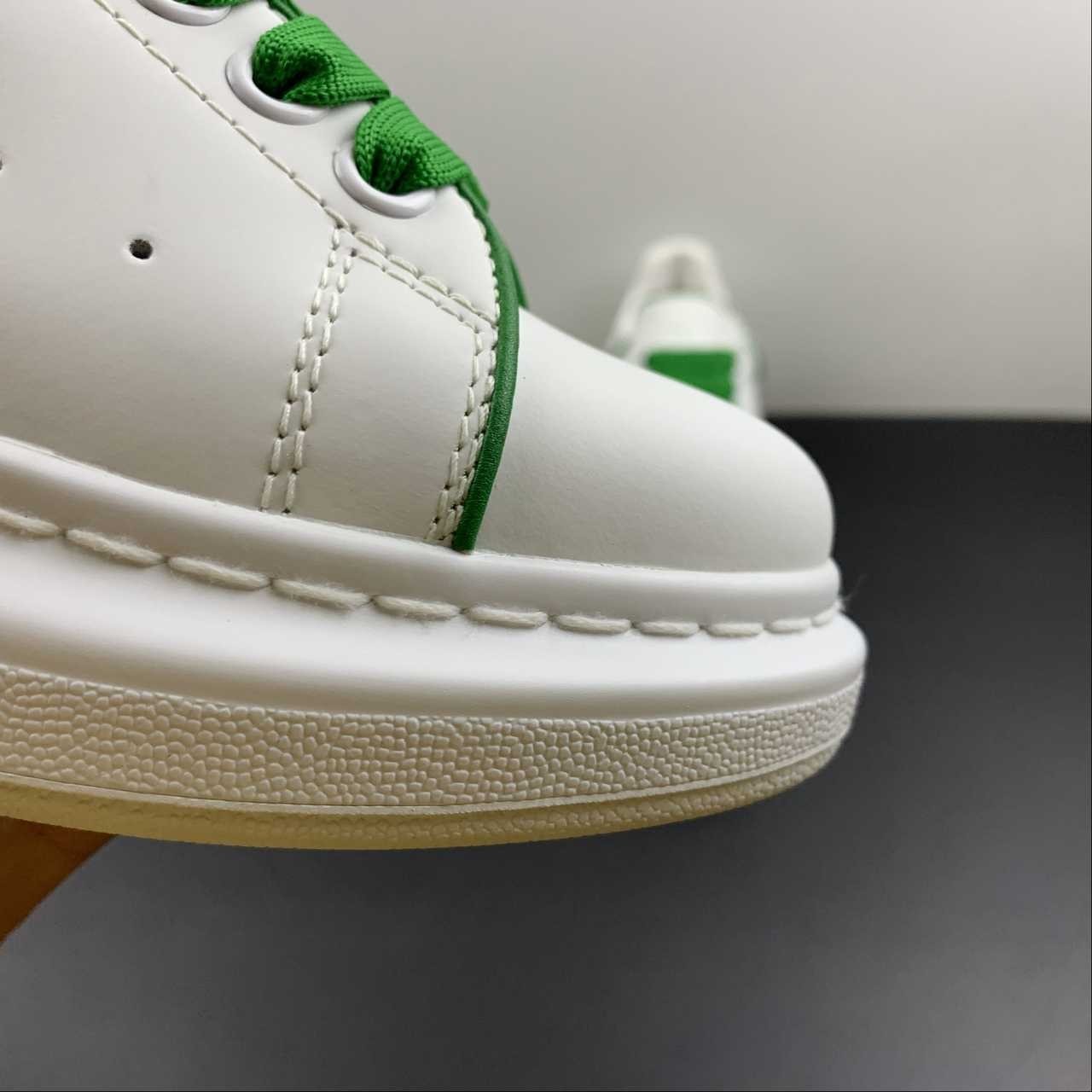 Alexander McQueen Oversized Sneaker White Green Piping & Wide Laces Unisex Leath
