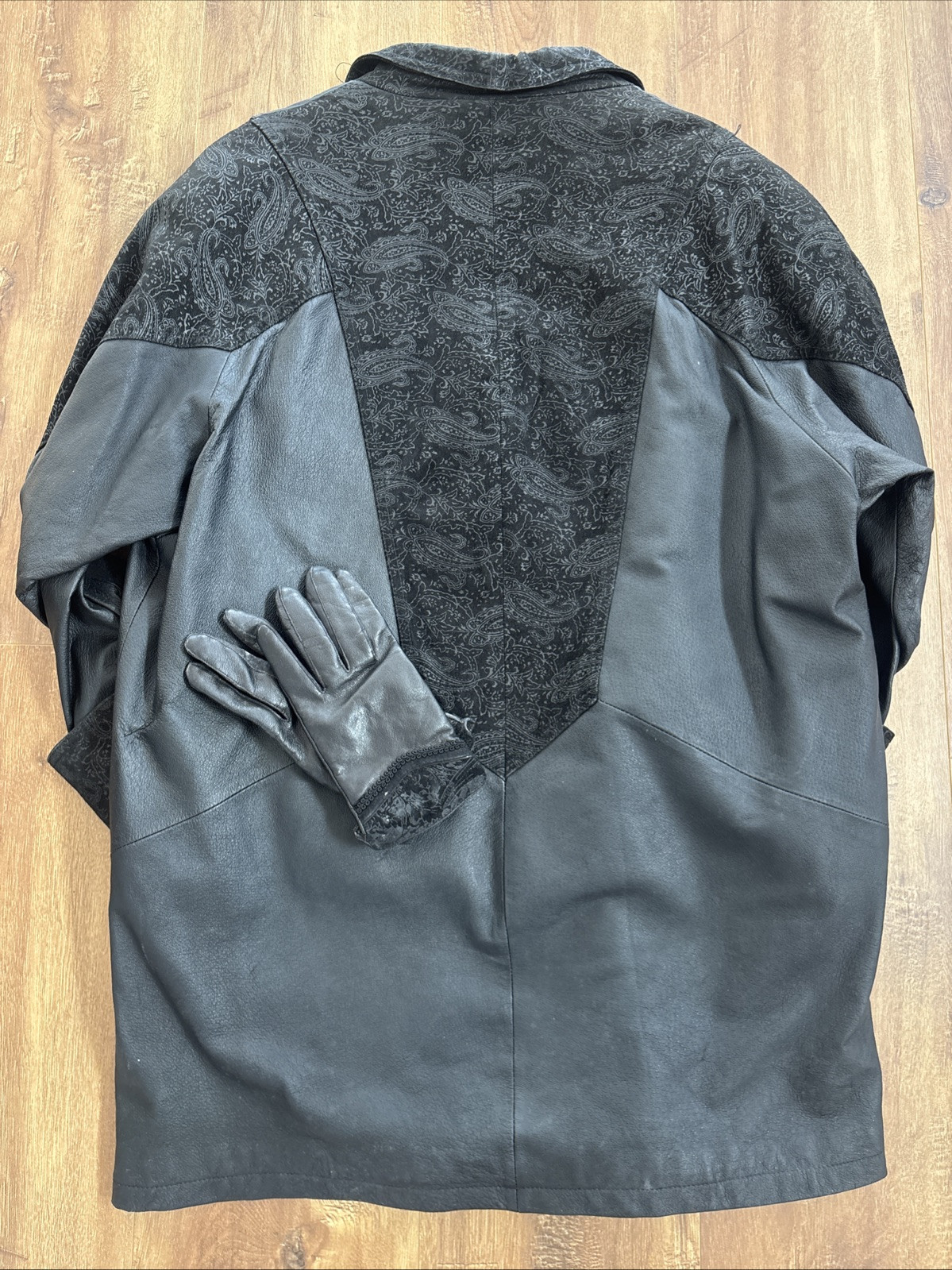 Vtg Wilsons Black Leather Full Length Duster Trench Coat Snap Womens Size Medium