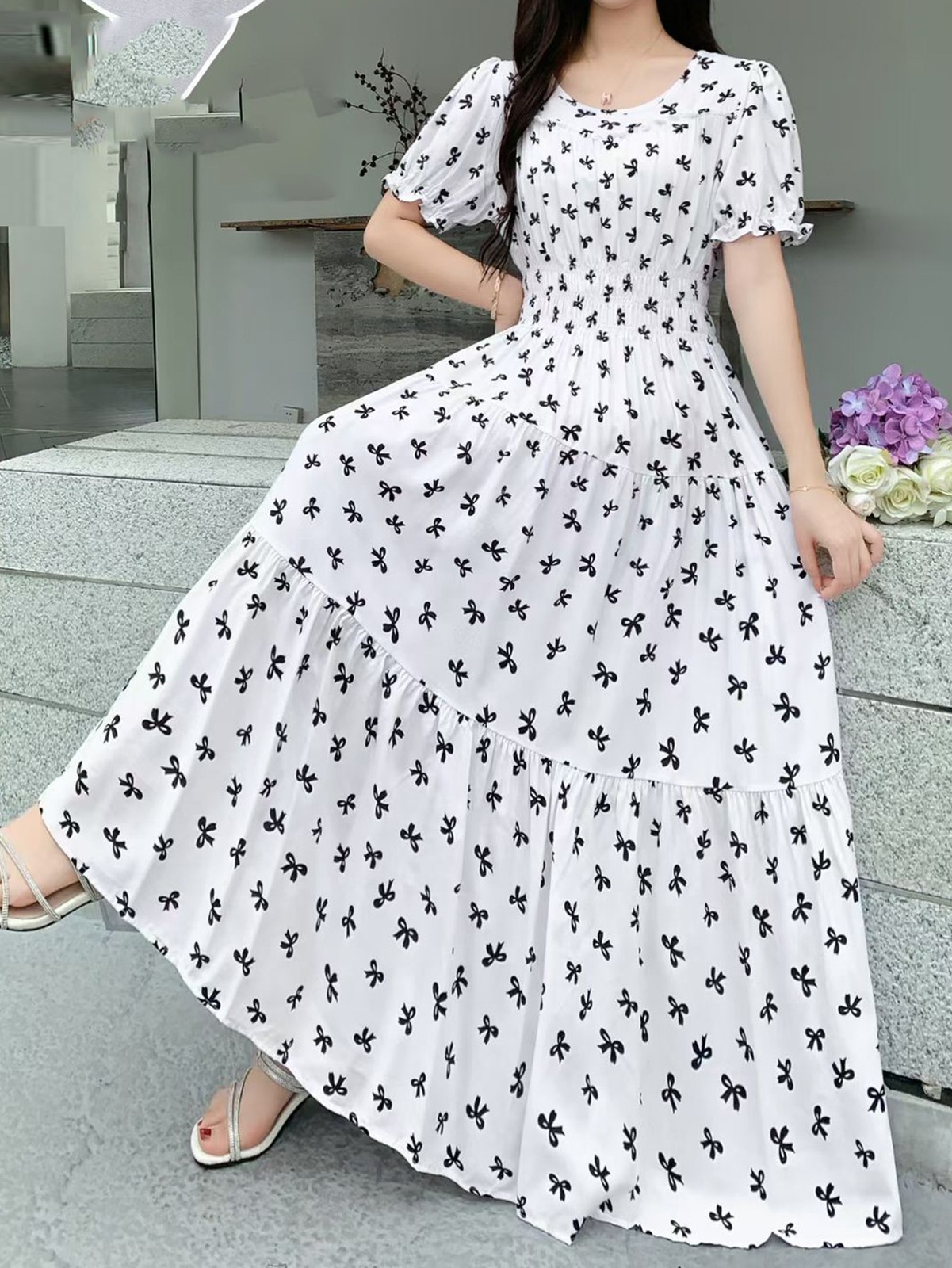 Ladies Elegant Boho Soft Dress Elastic Waist Breathable Fabric All Size Fit