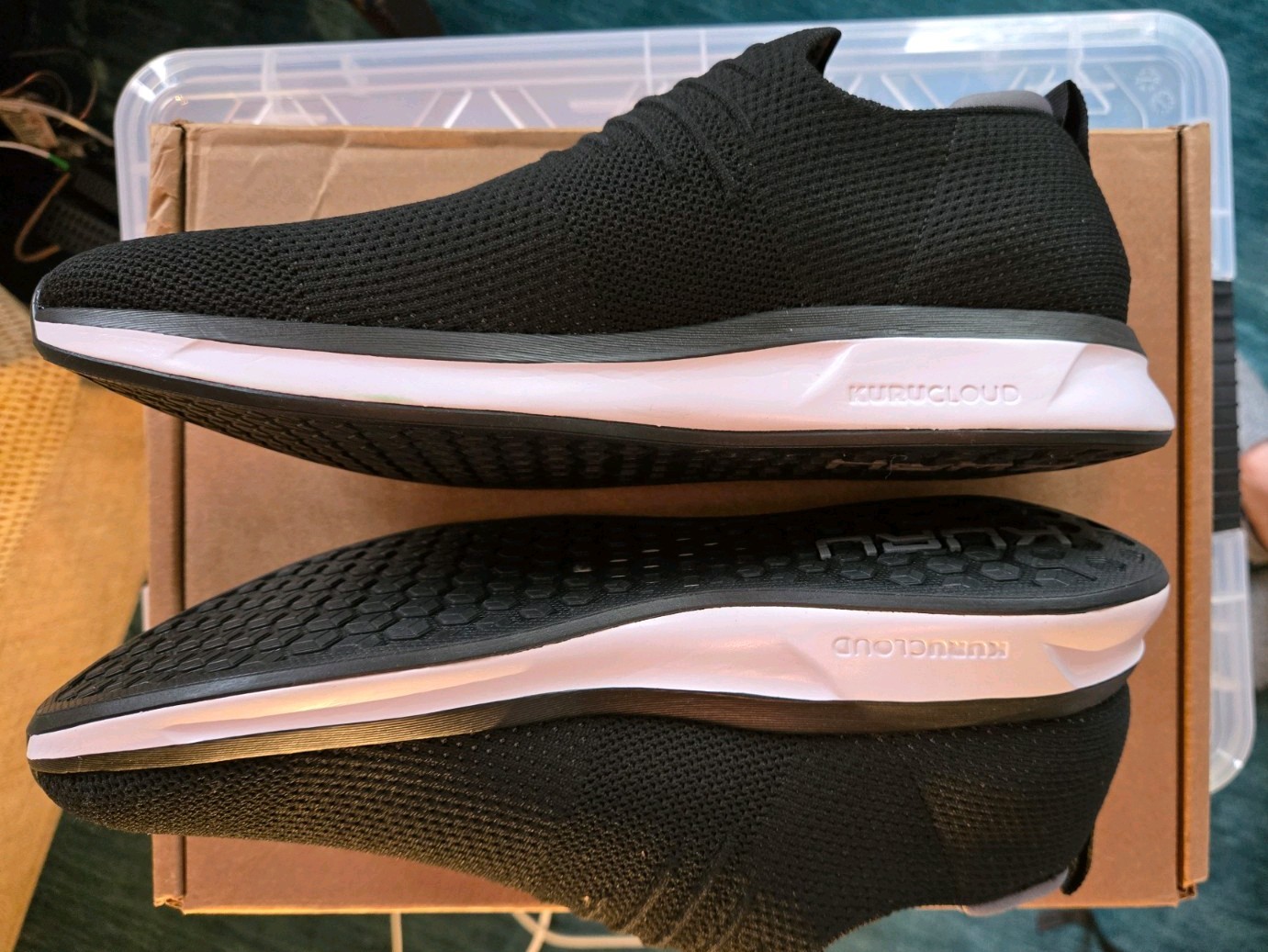 KURU ATOM Slip-On, Jet Black/slate gray, Mens 11.5B Medium US