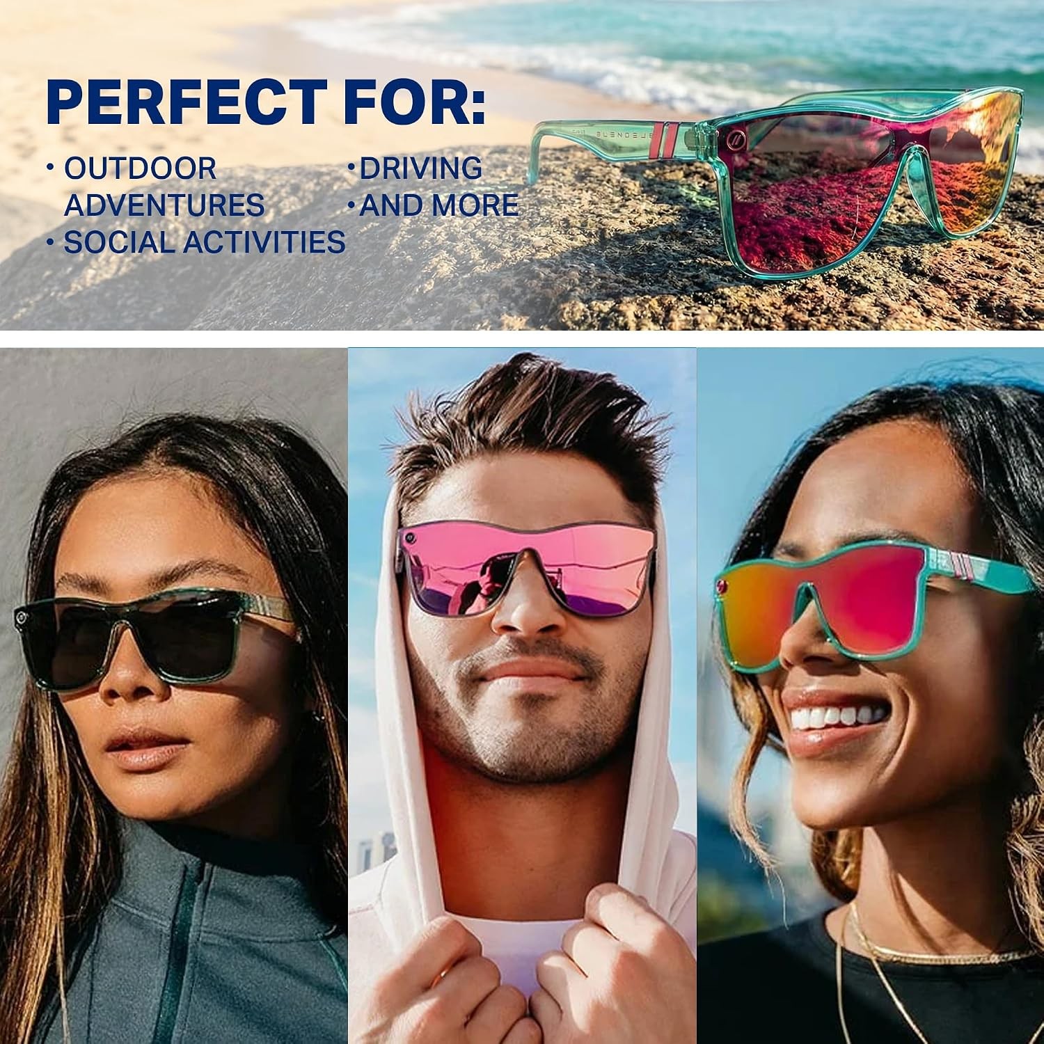 Millenia X2 Polarized Sunglasses Flat Mirrored Lens UV400 Protection Men Women