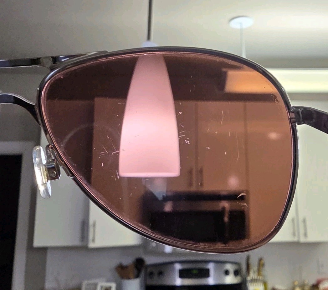 Oakley Aviator Plaintiff Polished Chrome/Black OO4057-06 Sunglasses Scratches