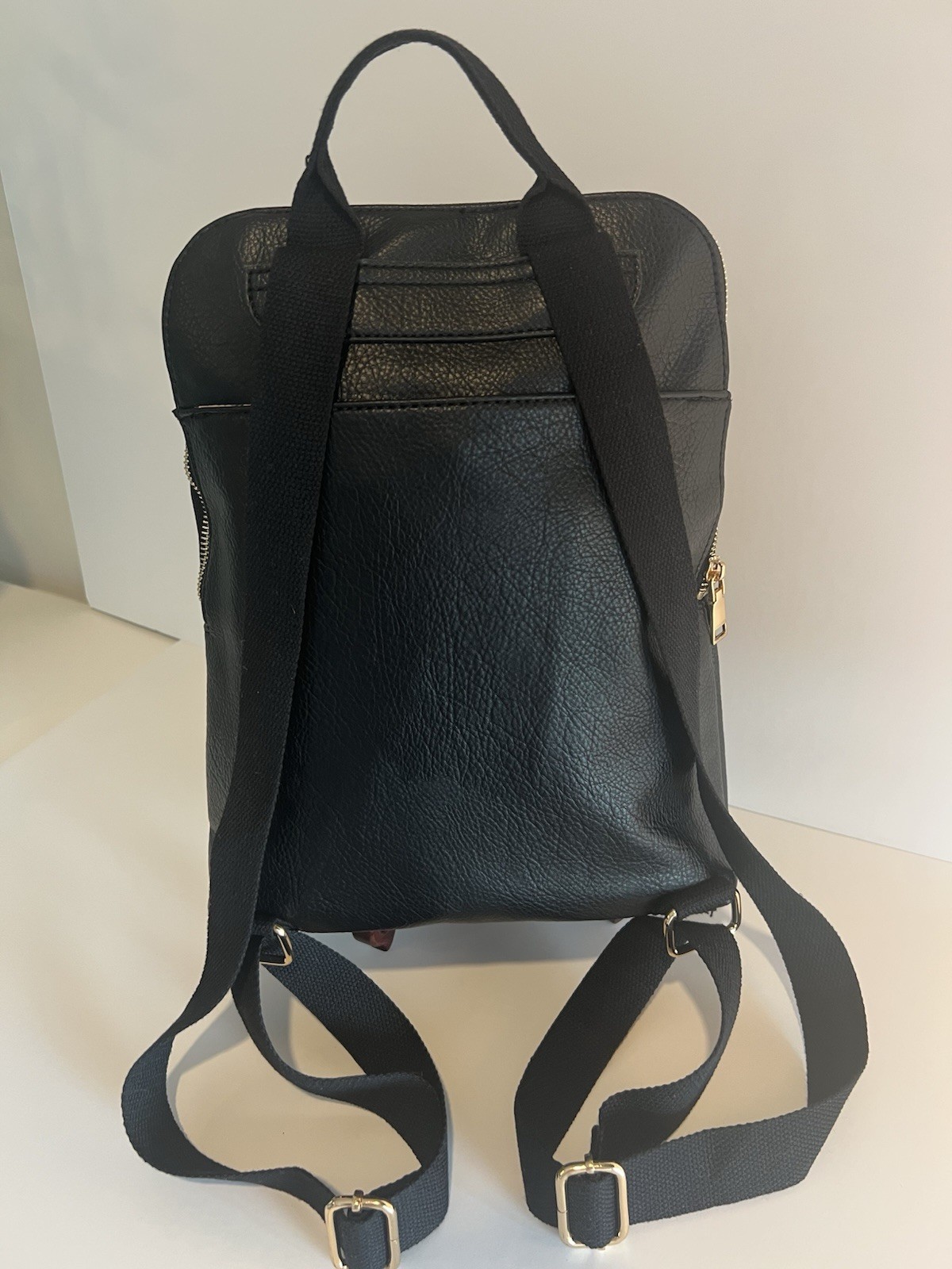 Black Vegan Leather Backpack Purse | Clean Girl Minimalist Citycore Sleek Chic