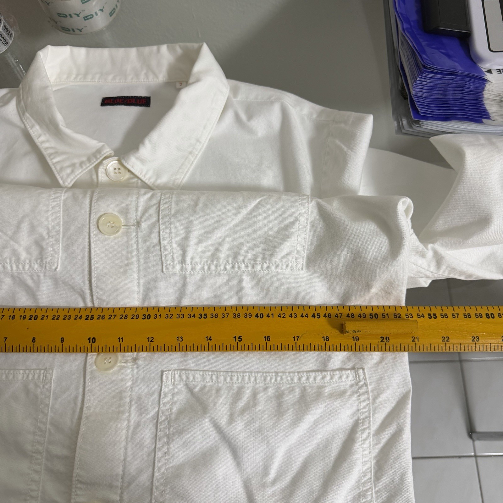 Blue Blue Japan White Chore Jacket Mens Size 2 Cotton Worker Coat Made In Japan