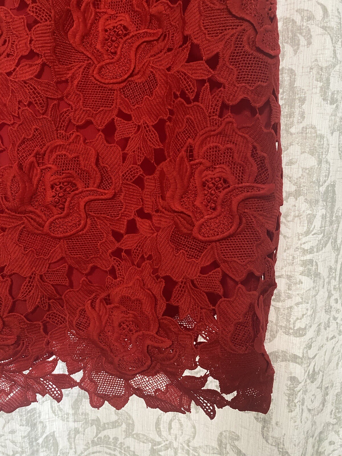 J Crew Collection Classic Lace Overlay Formal Holiday Event Sheath Dress Red 4