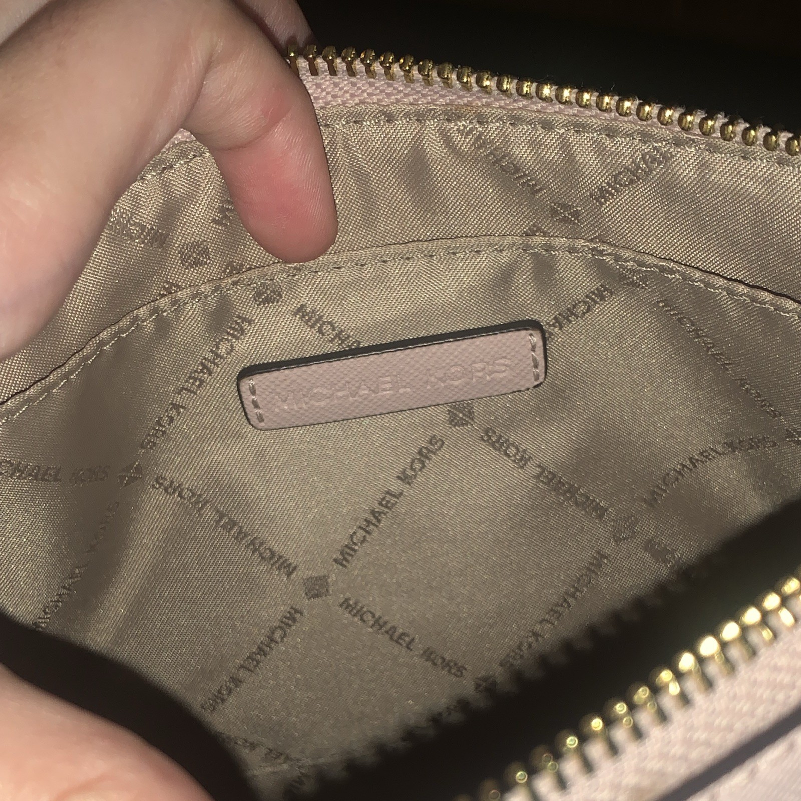 Michael Kors Pink Small Zip Shoulder Bag Gold Chain Strap Detachable, Pockets