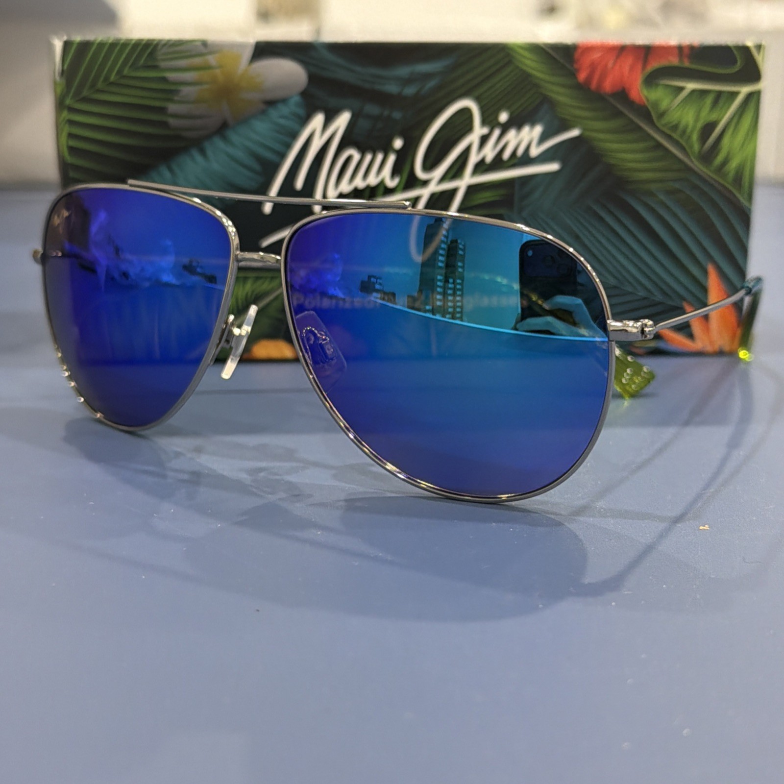 Maui Jim HAU‘OLI XL Aviator Blue Hawaii Sunglasses MJ0674S-003