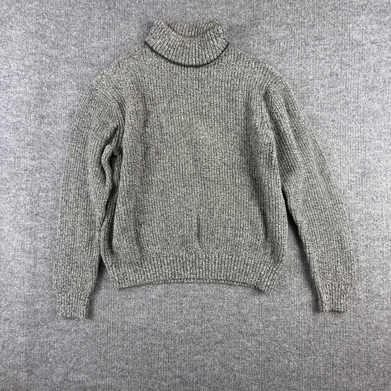 Mutual Weave Sweater Mens 2XL Gray Turtleneck Chunky Knit Pullover Heavyweight