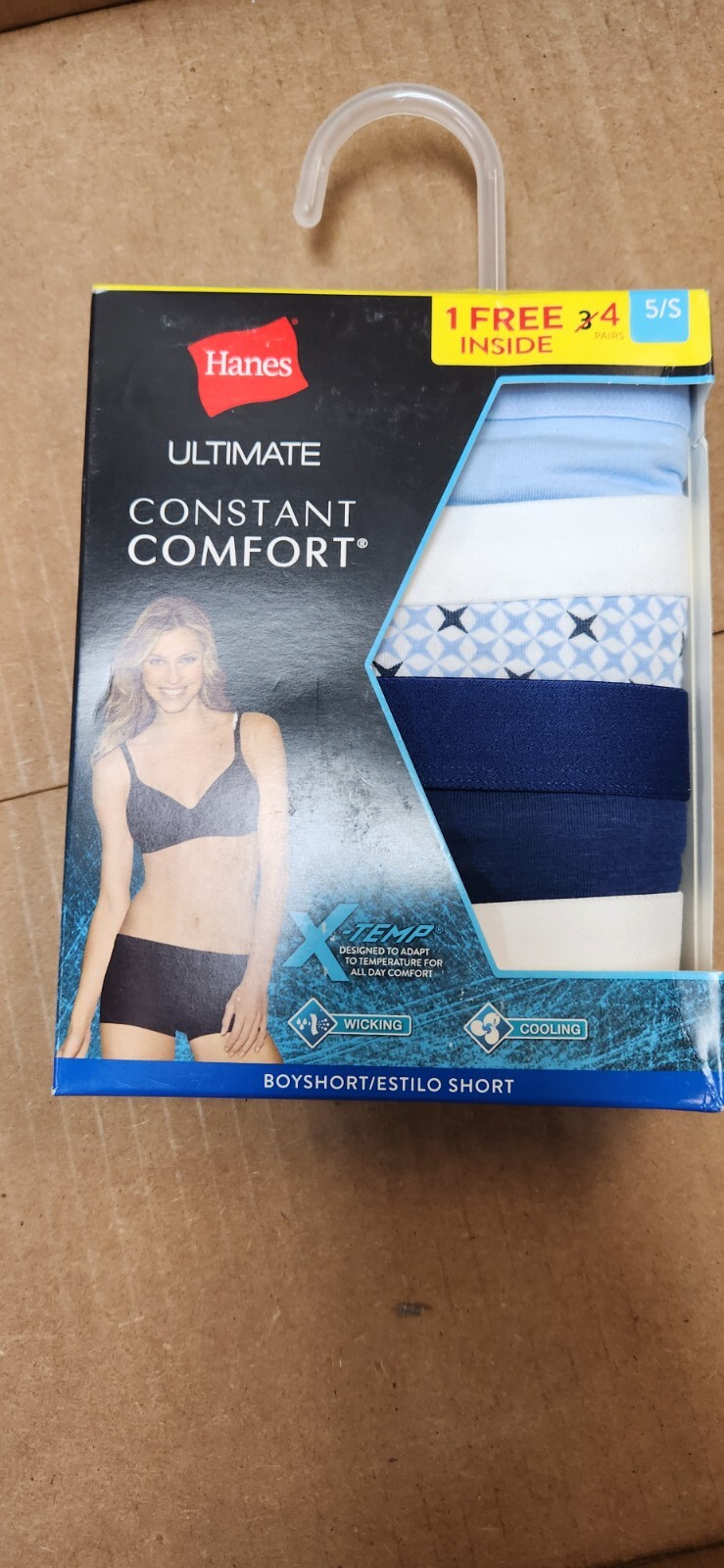 Hanes Women’s Ultimate Constant Comfort 4-Pack X-Temp Boyshort Size 5 Small