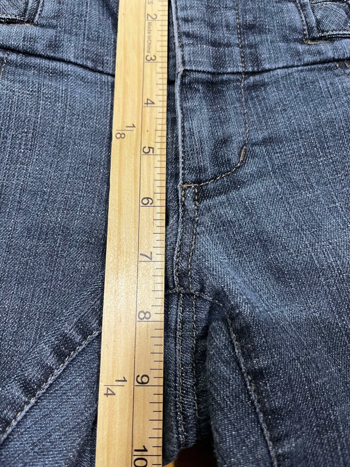 One 5 One Womens Capri Jeans 4 Blue Button Strap Boho Stretch