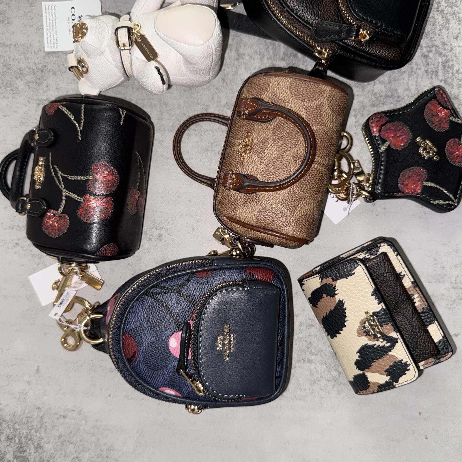 COACH Leather Bag Charm Keychains Various Styles NWT