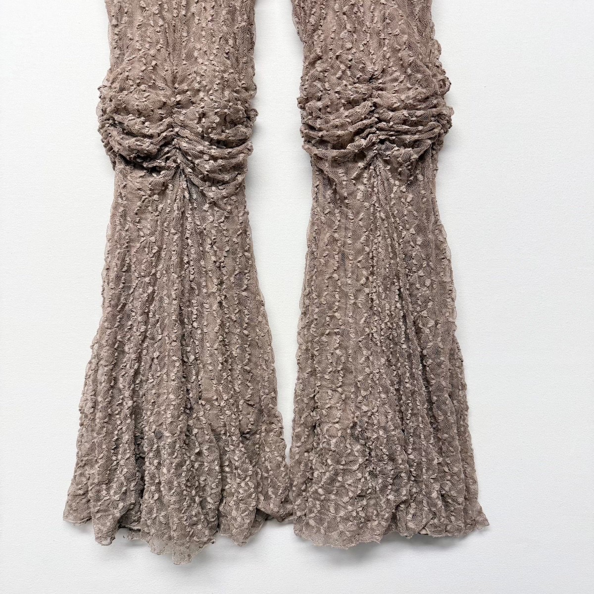 Free People Georgina Mesh Lace Flare Pants Ruched Knee Brown Women’s Size Small