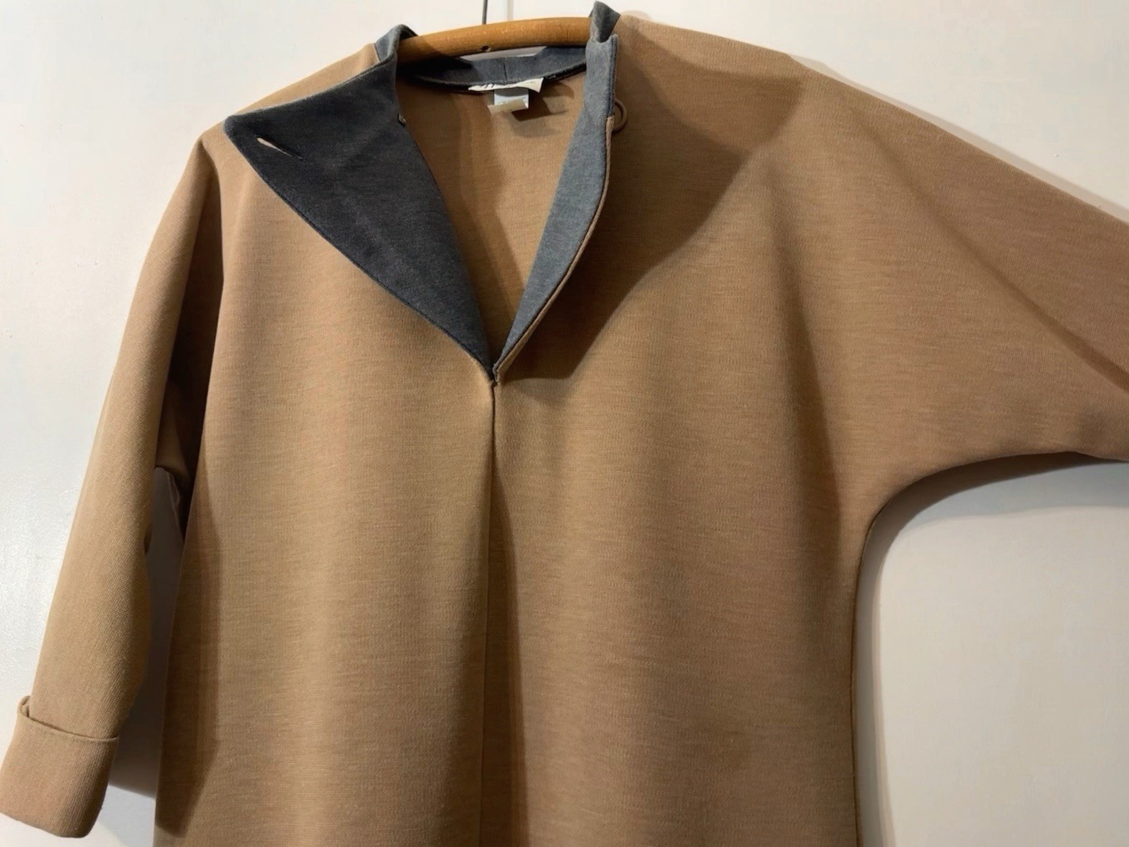 Vintage Hal Hardin Tan Shift Dress Slate Gray Collar Mod Women’s Size 14