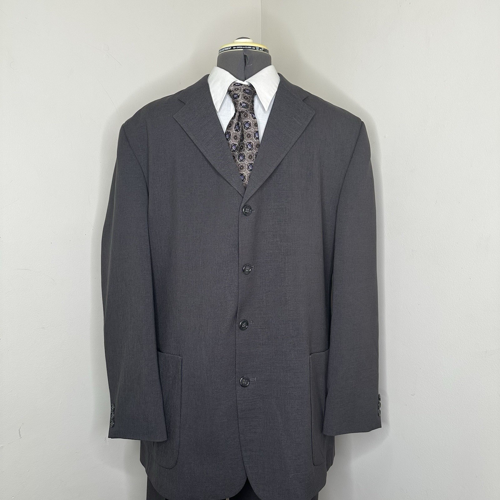 Haggar Mens 46L Suit 36×34 2 Piece Gray 3XL 50″ Blazer Sport Coat Jacket USA