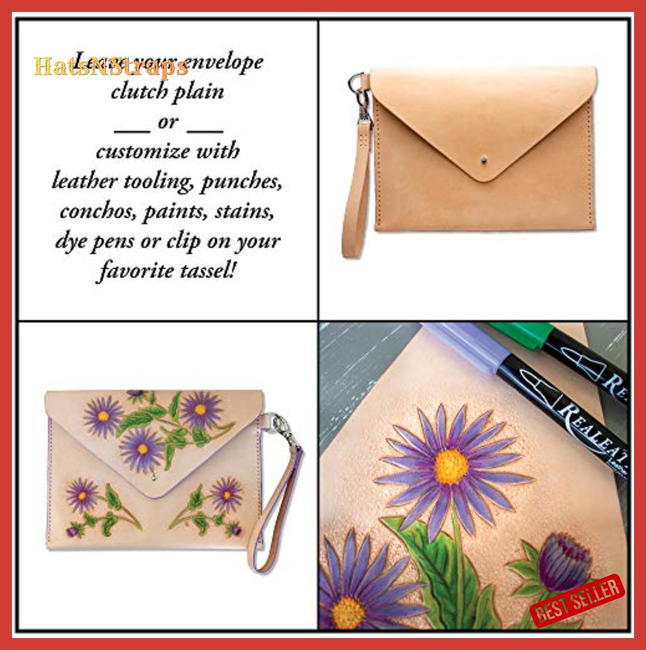 Envelope Clutch Purse Kit Leather Tooling Hardware Button Strap
