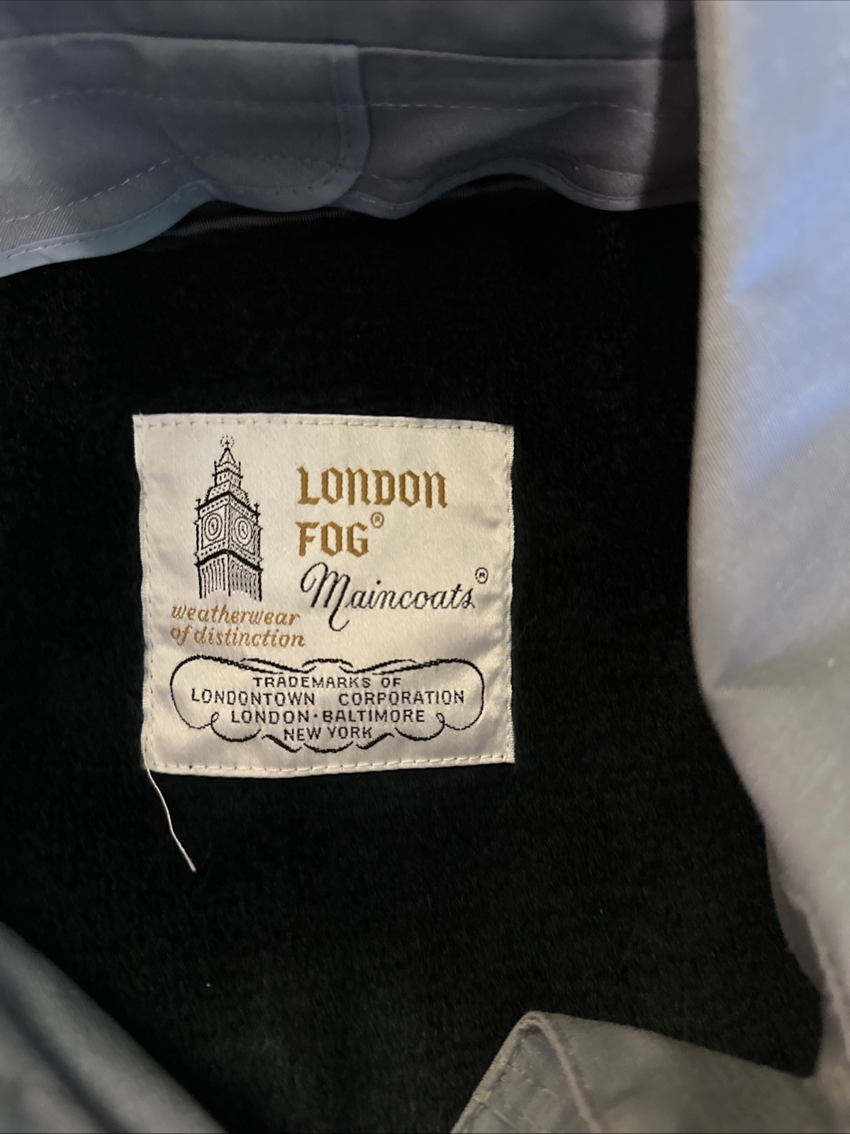 Vintage London Fog MainCoat Grey Blue Womens 6 Reg USA Full Length Lined Belted