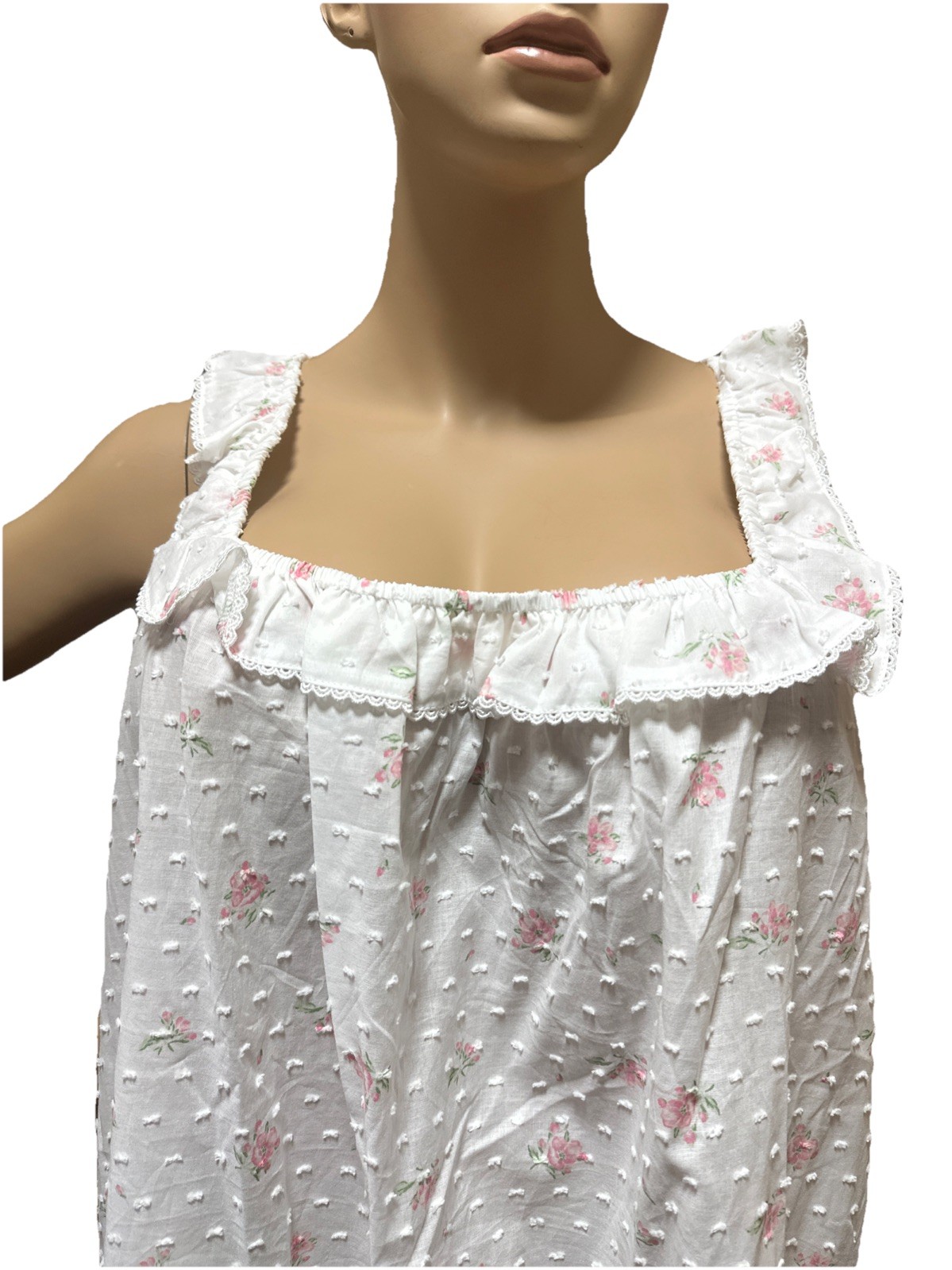 Eileen west nightgown Large 100% Cotton Lawn Swiss Dot Mini Florals