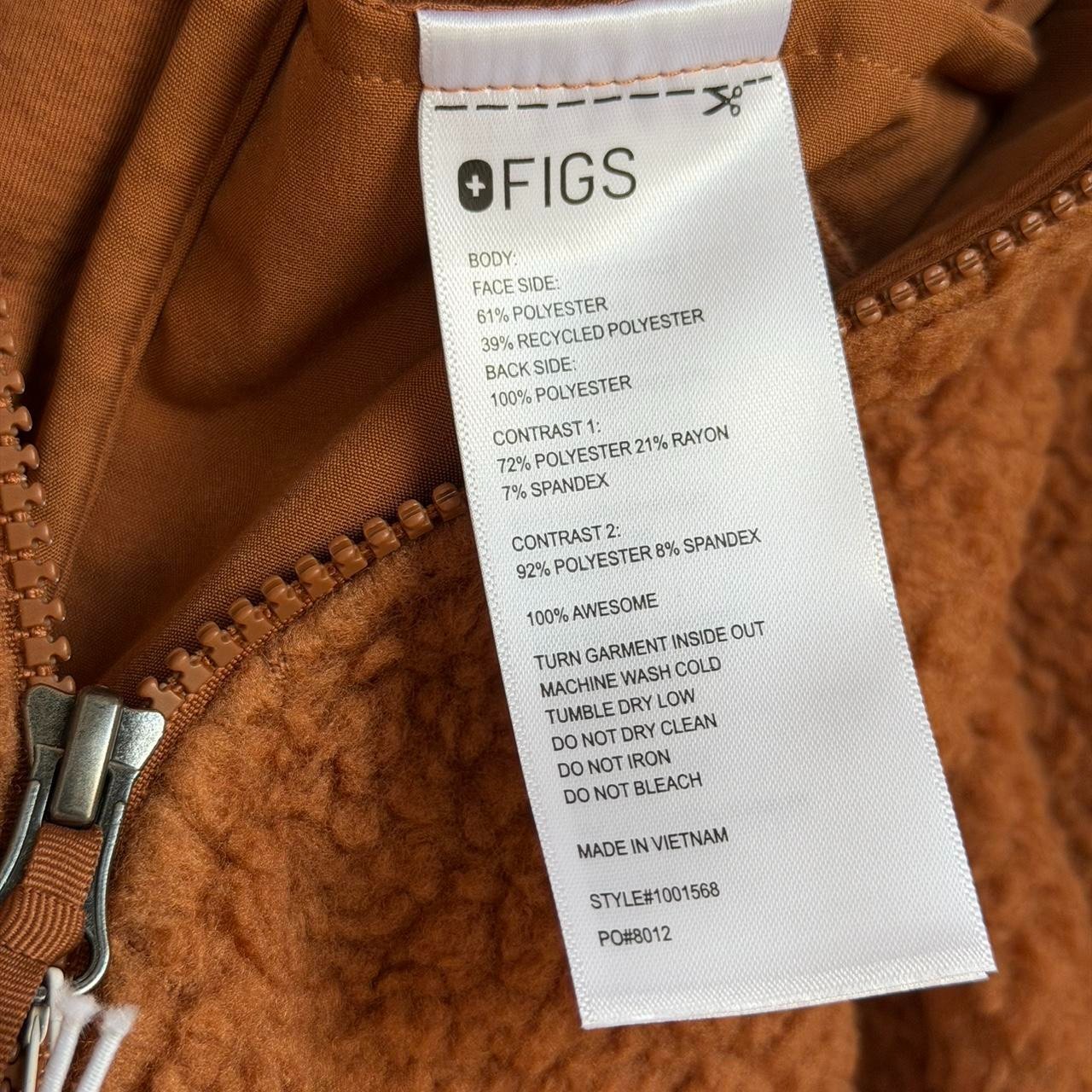 Figs On-Shift High Pile Fleece Bomber Jacket in Mocha, Size XXS