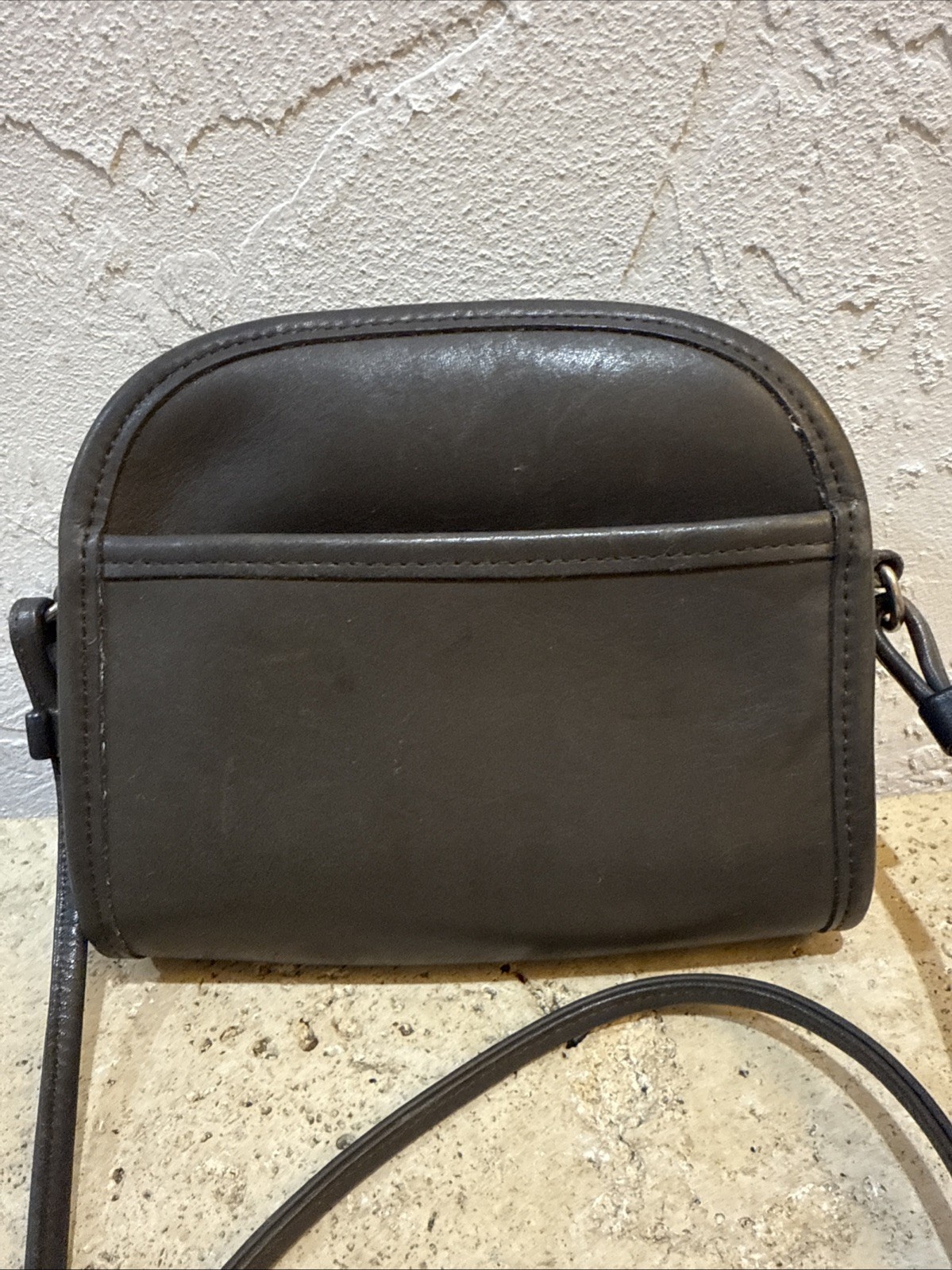 Vintage Coach Abbie Zip 9017 Slate Gray Leather Crossbody Bag USA