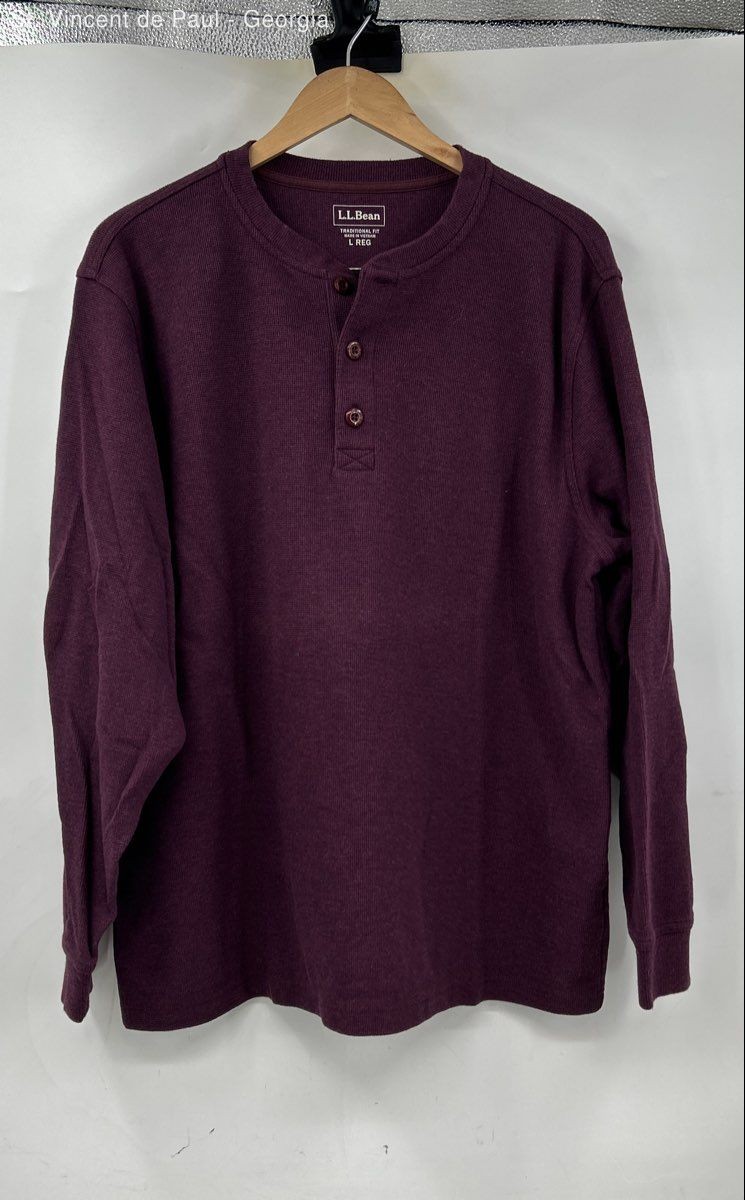 L.L. Bean Thermal Henley Shirt Men’s Large Red Casual