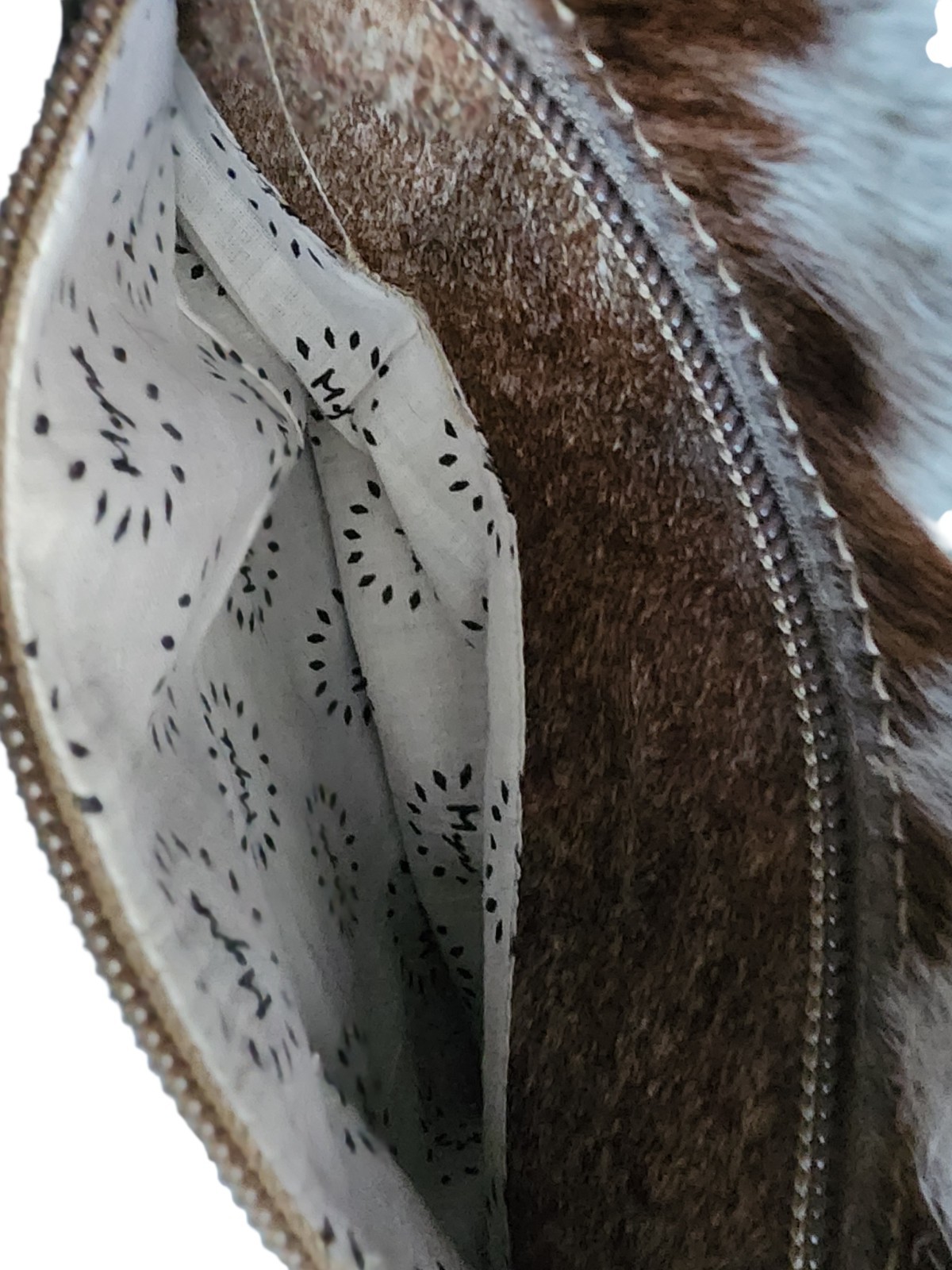 Myra Western Fringe Cowhide Animal Print Shoulder Bag Brown White