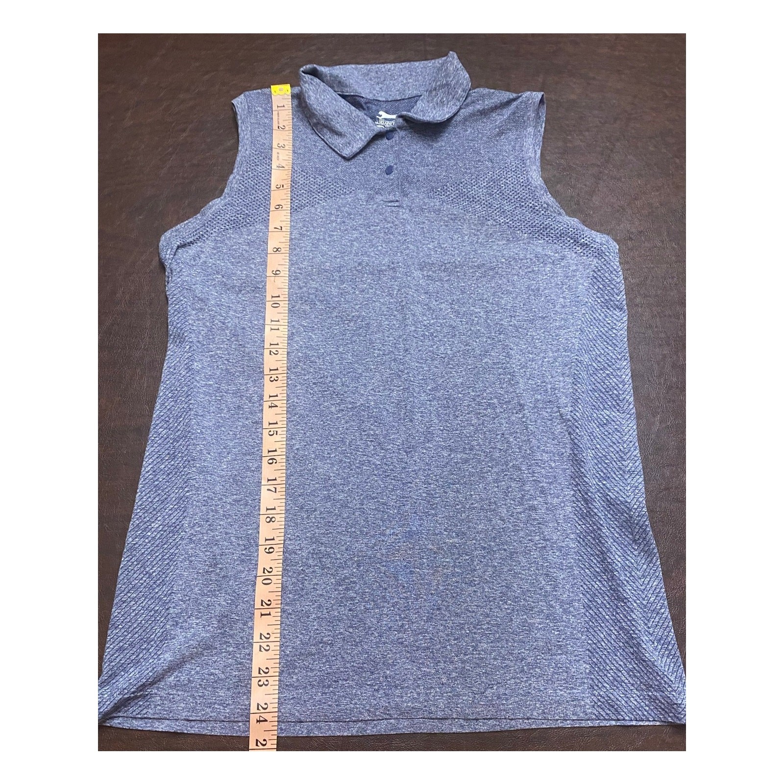 Slazenger Golf Sleeveless Polo Top Blue Heather Mesh Performance Med Athleisure