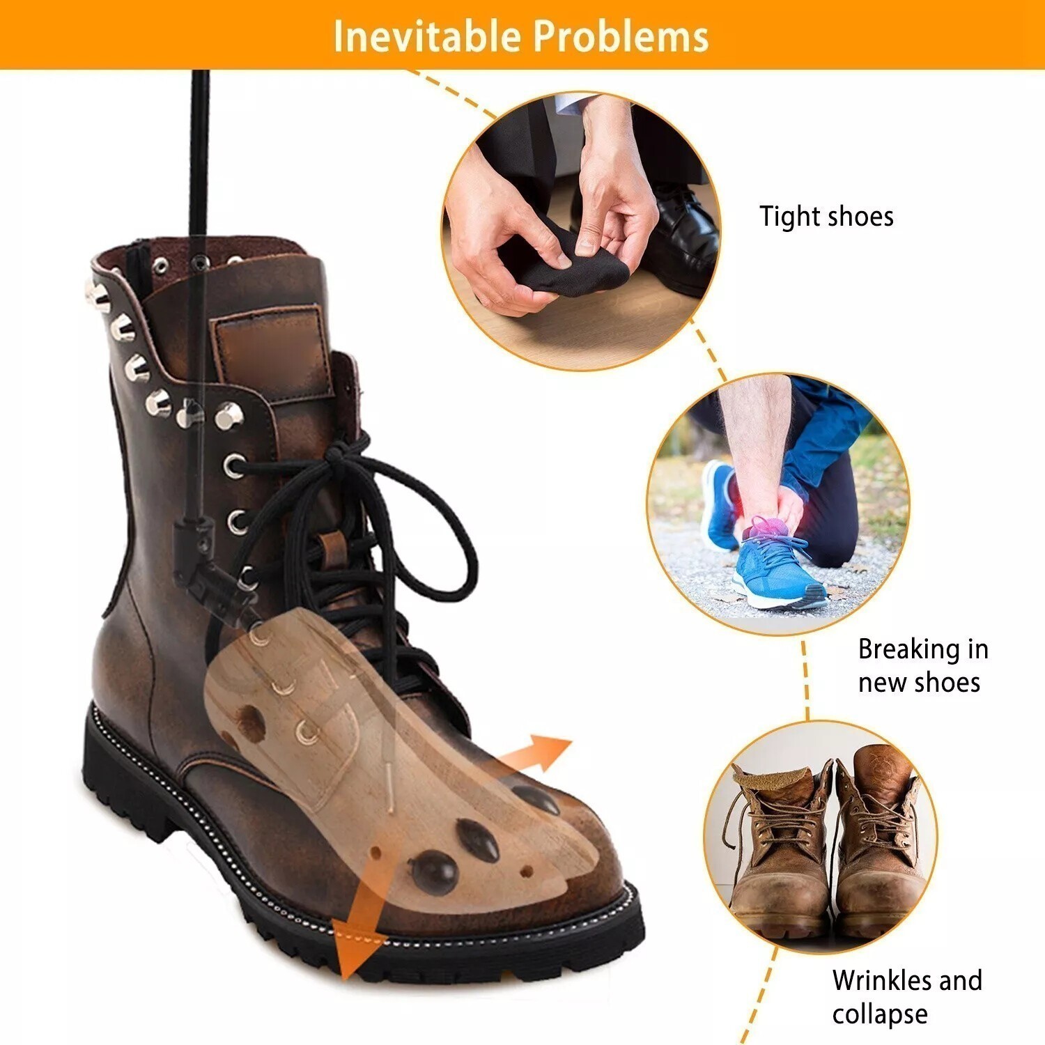 1 Pair Boot Stretcher Wooden Shoe Shaper Western Cowboy Boot Expander for Men M