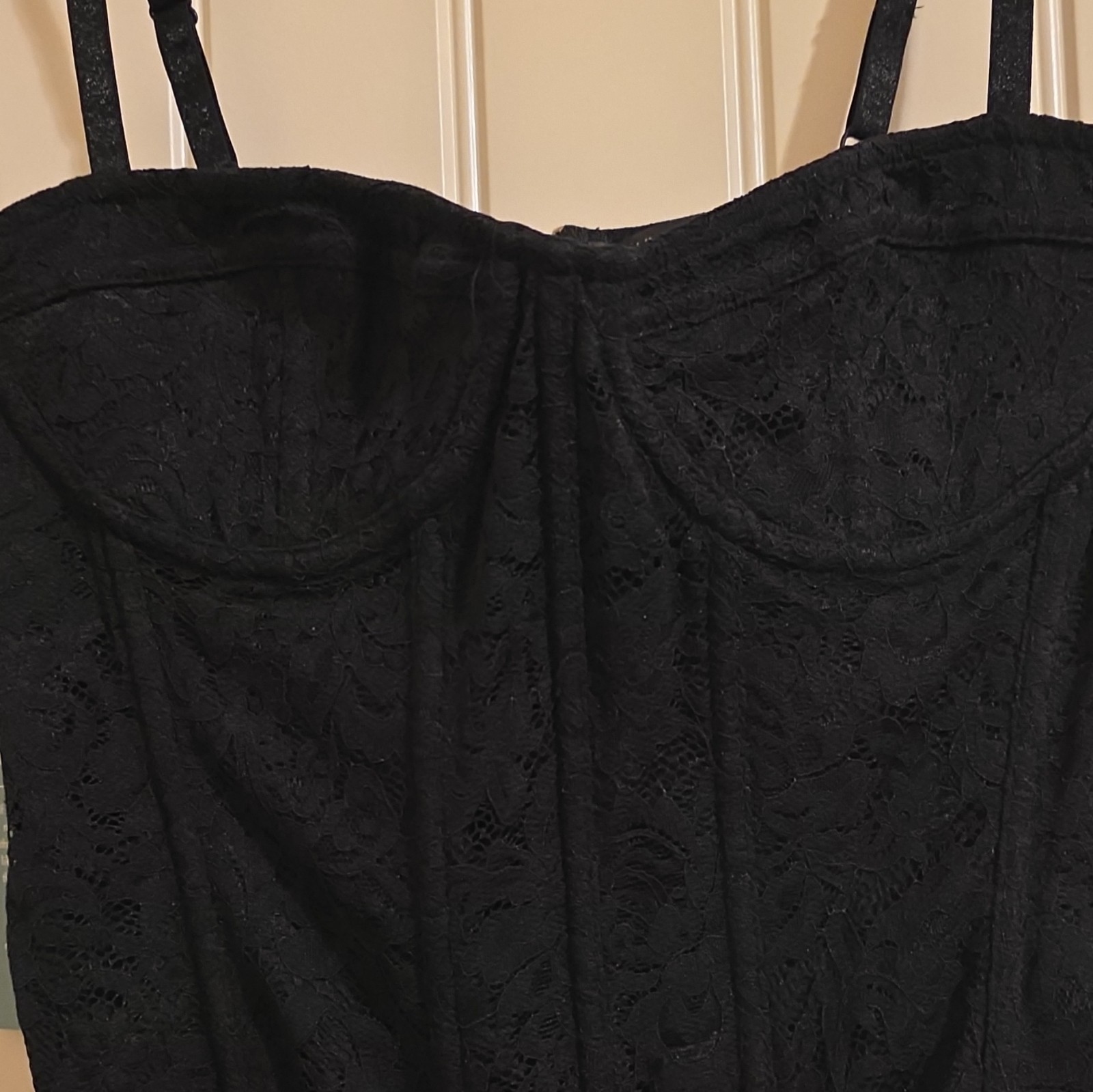 Johnny Wujek for JCPenney Black Zip Bodysuit Adjustable Strap Solid Size 7