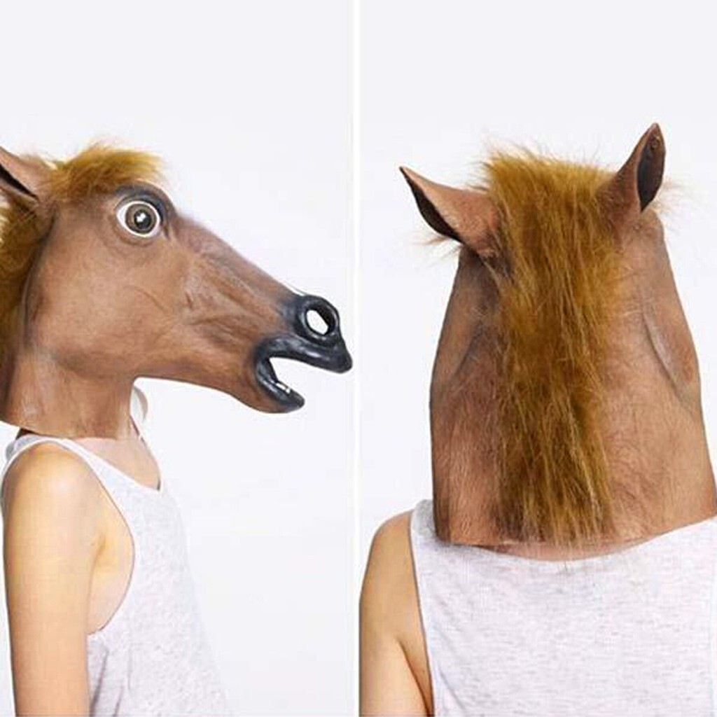 Horse Mask Halloween Party Full Head Latex Rubber Mask Novelty Fancy Prop