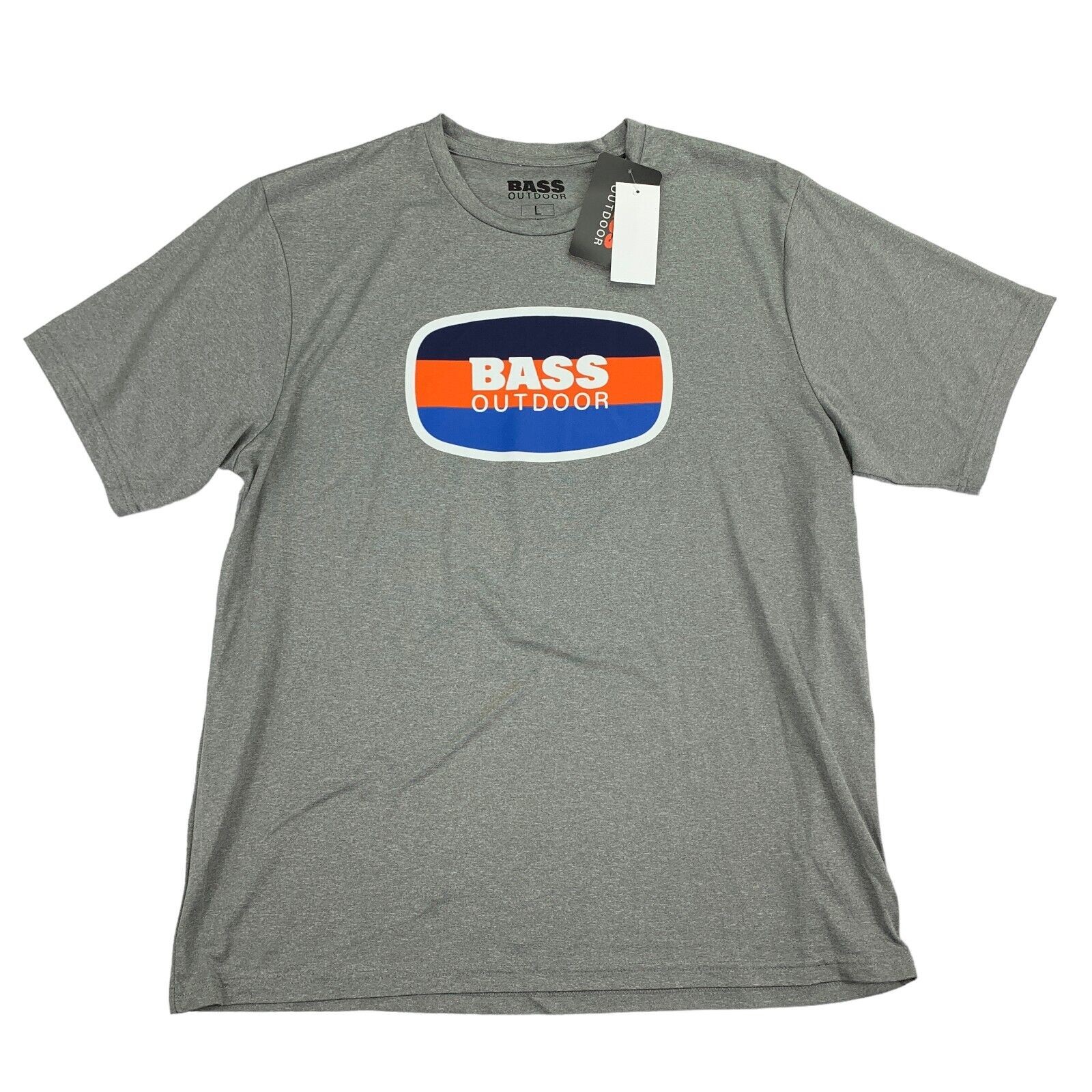 Bass Outdoor Mens Performance Logo Graphic Crewneck Short Sleeve T-Shirt Gray L