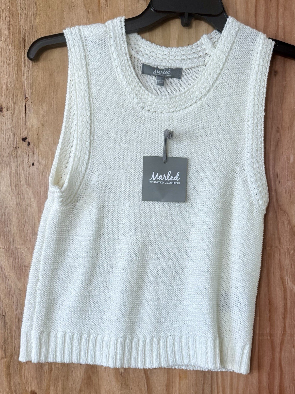 Marled Reunited Clothing Ivory Knit Sweater Tank Top Sleeveless Size S