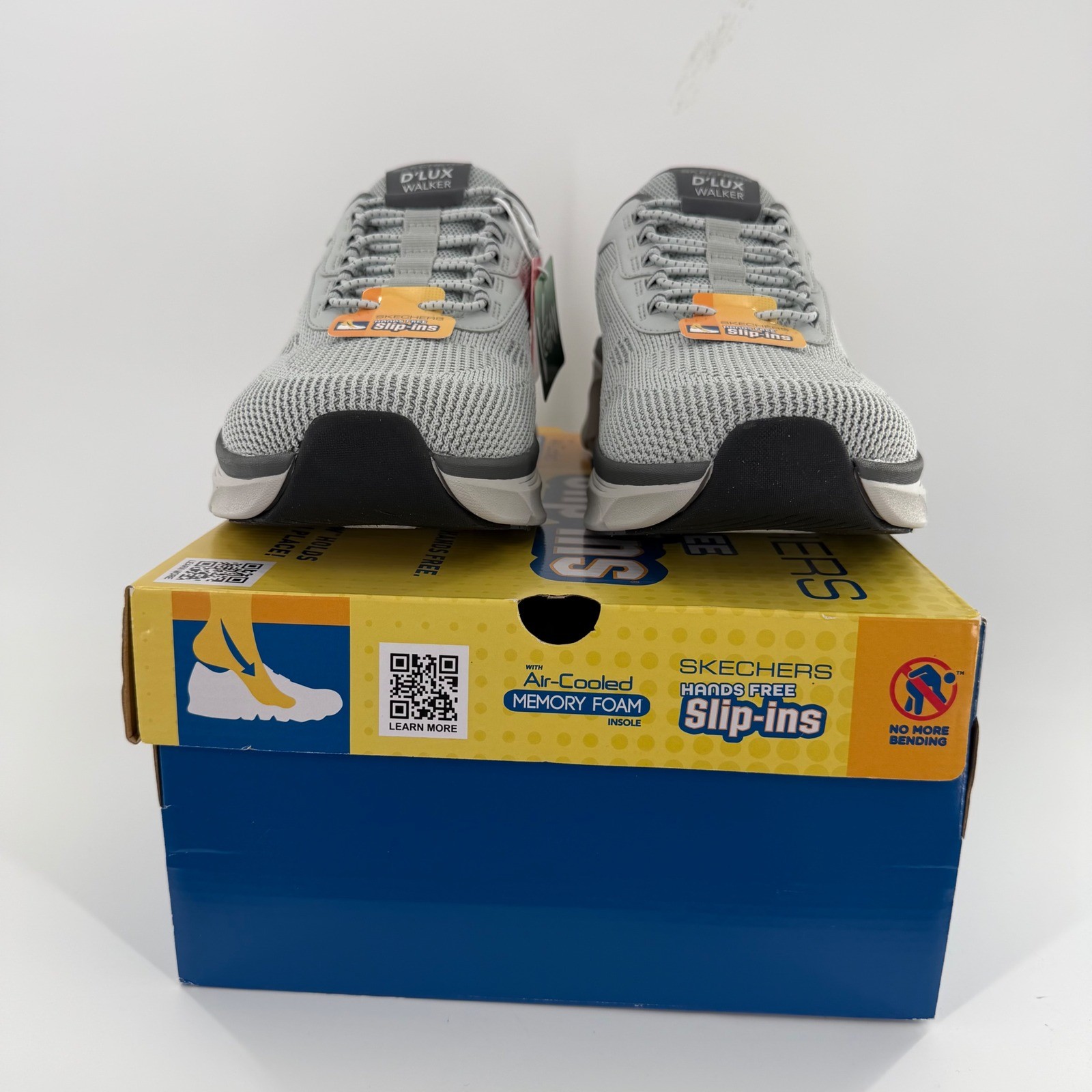 Skechers Mens Slip-ins D’Lux Walker 2.0 Grey Sneakers 232502WW Extra Wide 4E