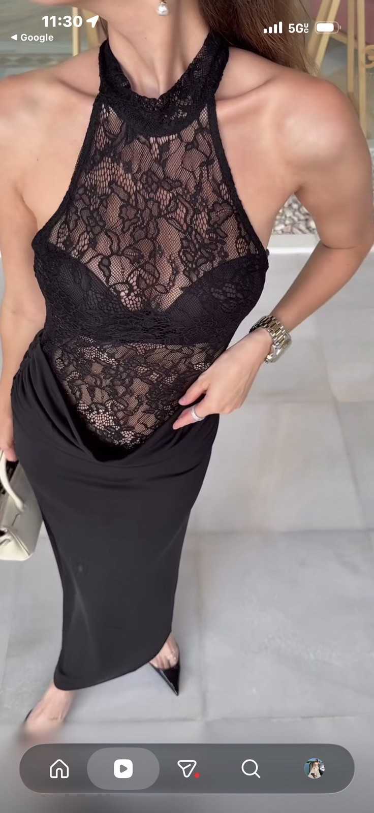 Zara Black Floral Lace Sheer Maxi Dress Women’s Size S Sleeveless Halter Zip