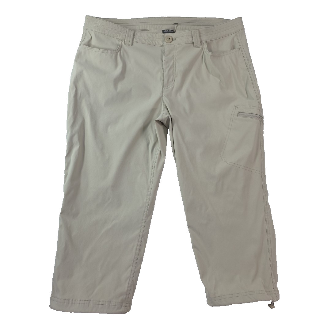 Eddie Bauer Rainier Cropped Cargo Capri Pants Women’s Size 14 Hiking Ivory