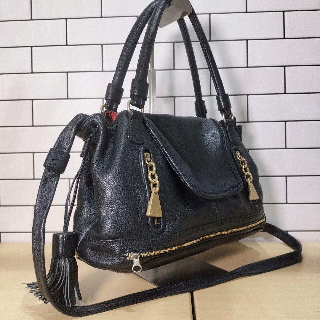 See By Chloe Y2K Leather Shoulder Bag with Fringe Tassel Black Used From Japan