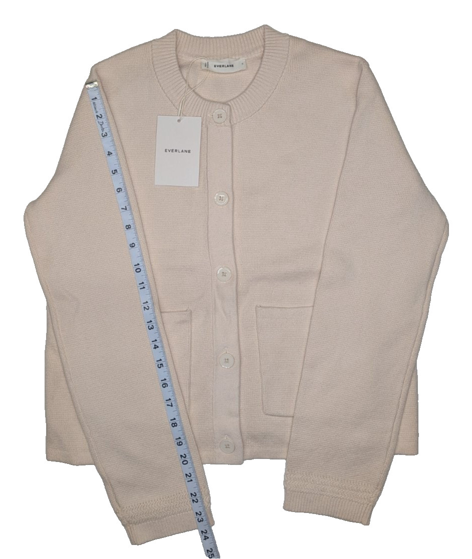 Everlane The Crew Cardigan in Everyday Cotton Women’s Sweater S Beige NWT